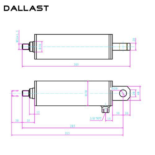Yksitoiminen hydraulisylinteri jousipalautuksella